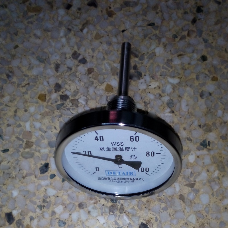 双金属温度计WSS-401-100℃-100mm,轴向,M27*2外螺纹,1.5级