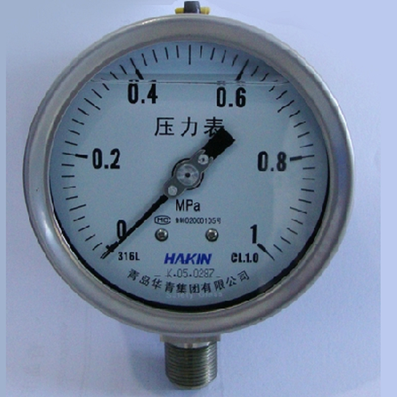 YTN-150H不锈钢耐震压力表 表面150mm 外螺纹M20*1.5 华青仪表